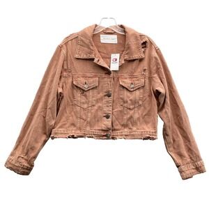 Buckle Jean Jacket Women's Small Tan Clay Crop Western Boho Rodeo Outdoor Grunge